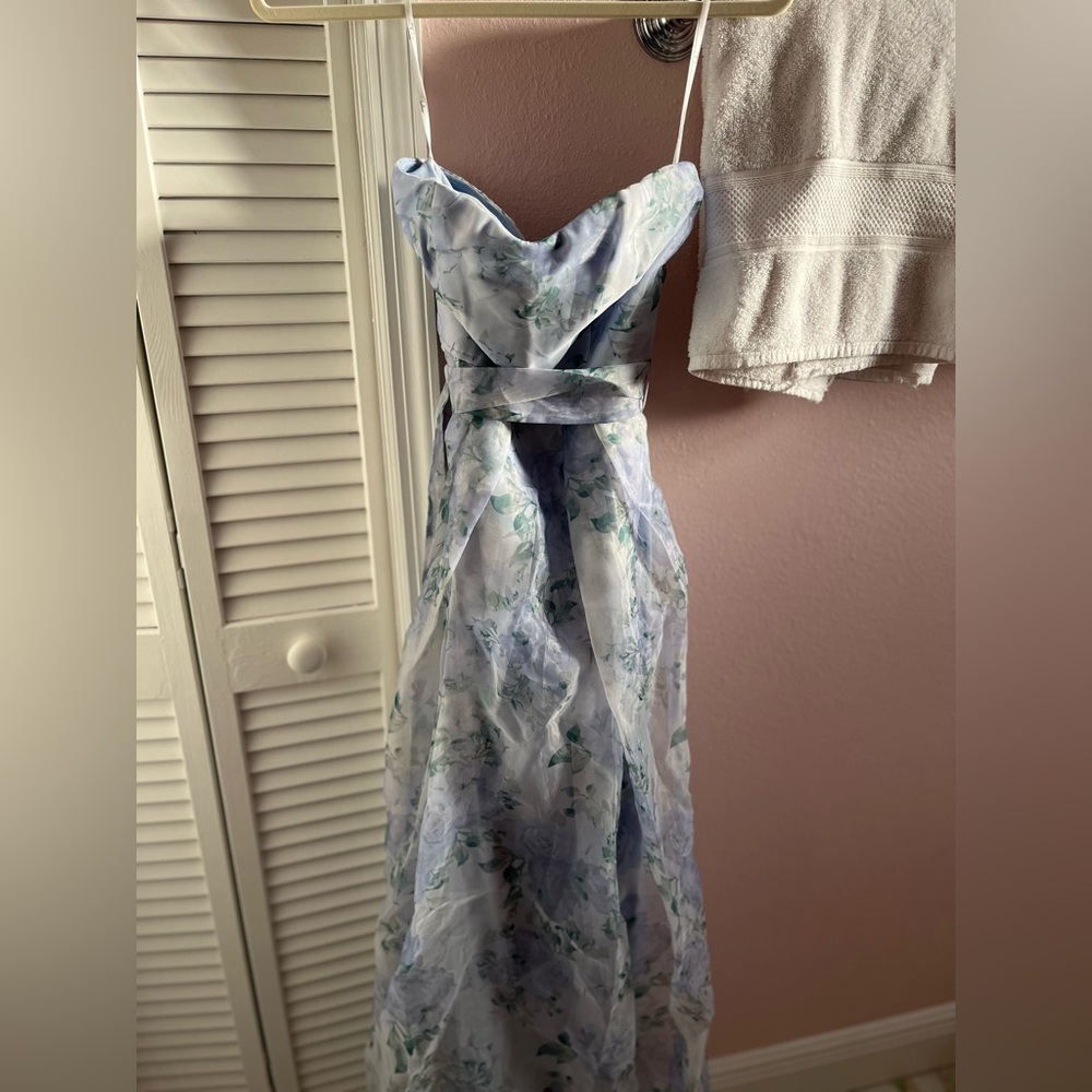 Lulu's Blue Strapless Gown for Weddings - Picture 4 of 8